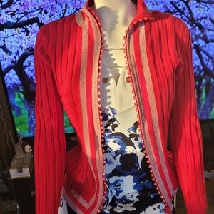 ❗️ Red Women's  sweater with  Silver  Accents . FONTANA  ❗️